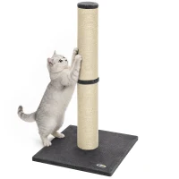 PawHut Tiragraffi per Gatti Alto 80 cm con Corda in Sisal e Base in Truciolato e Peluche, Grigio Scuro(m-10)