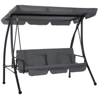 Outsunny Balancelle de Jardin Convertible 3 Places Inclinaison Toit réglable Matelas fourni 2L x 1,25l x 1,7H m métal(m-12)