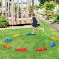 ZONEKIZ 9PCs Kids Stepping Stones, Crocodile-Designed Sensory Toys, with Anti-Slip Edge Balance River Stones(m-10)