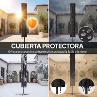 Outsunny Sombrilla de Jardín con 24 Luces LED Solares Dosel Inclinable Poste Metálico 2,9x2,5 m Azul Oscuro(m-5)