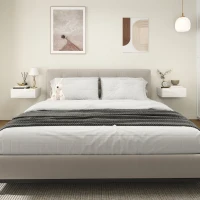 HOMCOM Juego de 2 Mesitas de Noche Flotantes con 1 Cajón Montado en la Pared Estilo Moderno para Dormitorio 40x30x15 cm Blanco(m-10)