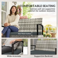 Outsunny 125L Garden Storage Bench, 2 Seater PE Rattan Outdoor Bench Storage Box with Padded Cushion, Dark Grey(m-5)