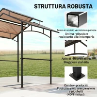 Outsunny Gazebo da Giardino per Barbecue, Doppio Tetto Anti-UV e Struttura in Acciaio con Mensole, 240x150x250cm, Nero(m-6)