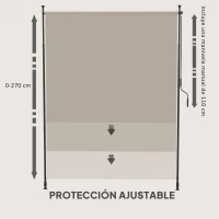 Outsunny Toldo Vertical Exterior 200x305 cm Pantalla de Privacidad Enrollable Ajustable con Manivela Protección UV 40+ Arena(m-5)