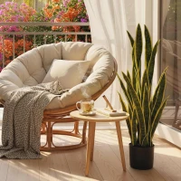 Outsunny Sanseveria Artificiale in Vaso da Esterno e Interno con 21 Foglie Modellabili, Ø20x90 cm(m-8)