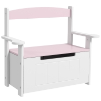 AIYAPLAY Banco Almacenaje para Niños con Respaldo Tapa Amortiguadora Carga 30 kg para Salas de Juego 68,5x34x58 cm Rosa y Blanco