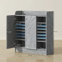 HOMCOM Meuble de rangement à chaussures pour entrée avec 4 compartiments ouverts et placard double porte - étagère réglable(m-3)