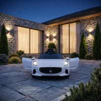 AIYAPLAY Carro Elétrico para Crianças Maserati Gran Turismo Folgore 12V Controlo Remoto Faróis Buzina e Música MP3 98x59x43 cm Branco(m-9)