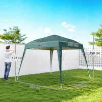 Outsunny Carpa Plegable 2,4x2,4 m, Pop-up, Cenador Pabellón de Jardín, Altura Ajustable con Bolsa de Transporte, Anti-UV, Impermeable, Gazebo para Camping, Fiestas, Exterior, Verde(m-3)