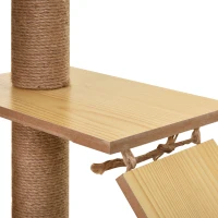 PawHut 130cm Cat Tree for Indoor Cats, Multi-Level Plush Cat Tower, with Five Scratching Posts, Two Perches, Cat House, Hammock(m-8)