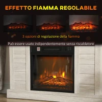HOMCOM Camino Elettrico 1800W con Effetto Fiamma e Telecomando, in Legno, Metallo e Vetro, 96.5x22x81.7 cm, Grigio Chiaro(m-4)