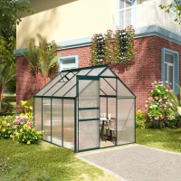 Outsunny Serra da Giardino in Policarbonato, Metallo e Alluminio, Anti-UV e Antivento, 190x253x199cm, Verde(m-2)