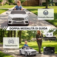AIYAPLAY Mercedes-Benz Auto Elettrica per Bambini 12V con Licenza, Telecomando e Sospensioni su 4 Ruote, Bianca(m-6)