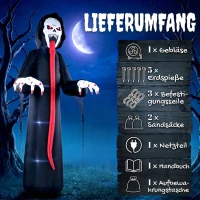 Outsunny Aufblasbares Halloween-Skelett, 310 cm, mit integrierten LED-Lichtern, gruselige Deko für Innen- und Außenbereich(m-6)