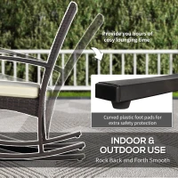 Outsunny Outdoor PE Rattan Rocking Chair Set of 2, Garden Rocking Chair Set with Armrest and Cushion, Brown(m-7)