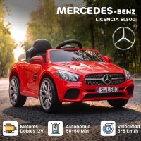 AIYAPLAY Coche Eléctrico para Niños Mercedes-Benz SL500 12V con Mando a Distancia 2,4 G 2 Motores Suspensión Arranque Suave Rojo(m-4)