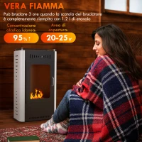 HOMCOM Camino a Bioetanolo da Terra 1.2L con Mensola Superiore, in Acciaio, 50x27x82 cm, Bianco e Nero(m-4)
