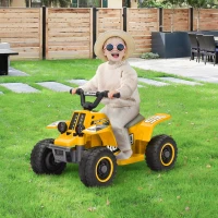 AIYAPLAY 6V Electric Quad Bike for Kids, Ride On ATV w/ Forward/Reverse, Headlights, for Ages 18-36 Months, Yellow(m-10)