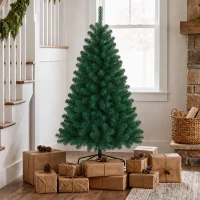 HOMCOM Sapin de Noël Artificiel 150 cm, Arbre de Noël avec 420 Pointes de Branches Articulées, Support Pliable en Acier, Vert(m-9)
