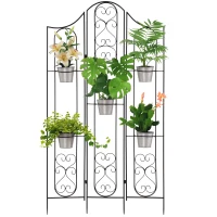 Outsunny Portapiante Verticale Pieghevole con 5 Vasi da Esterno in Metallo, 82x12.5x150cm, Nero(m-1)