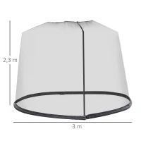 Outsunny Zanzariera per Ombrellone 3x2.3 m Regolabile a Rete Fitta con Apertura a Cerniera, Nero(m-3)