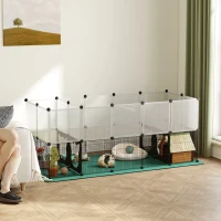 PawHut Pet Playpen with Waterproof Mat, DIY Small Animal Enclosure 34 Panels, Indoor/Outdoor Metal Pet Fence for Guinea Pigs(m-10)