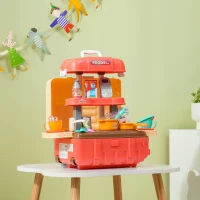 AIYAPLAY Gioco per Bambini 3 in 1 da 36 Pezzi con Tavolo per Posate, Tavolo da Pranzo e Trolley, in PP e ABS, 48x26x64 cm(m-10)