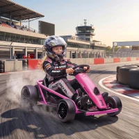 HOMCOM 24 V Elektryczny gokart dla dzieci do 13 km/h Gokart z funkcją driftu, drift-kart z 2 silnikami dla 8–12 lat Różowy(m-17)