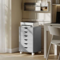 HOMCOM Cajonera Escritorio Archivador Móvil con 6 Cajones Ruedas Guías Deslizantes Silenciosas para Oficina Casa Gris(m-10)