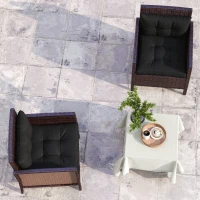 Outsunny 4-Piece Seat Cushions Back Pillows Replacement, Patio Chair Cushions Set for Indoor Outdoor, Black(m-6)