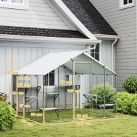 PawHut Jaula Grande para Gatos Exterior con 2 Casitas 7 Plataformas para Saltar Cubierta Impermeable y Anti-UV 240x193x195 cm(m-3)