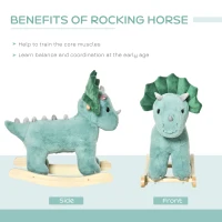HOMCOM Plush Ride-On Rocking Dinosaur, with Sound - Green(m-6)