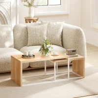 HOMCOM Conjunto de 2 Mesas de Centro com Pés de Metal Estilo Industrial 90x48x42 cm e 59x42x36 cm Branco e Madeira(m-10)