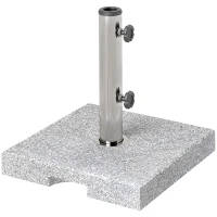 Outsunny Base per Ombrellone Quadrata in Granito da 21 kg con Maniglie e 2 Manopole Regolabili, Grigio(m-1)