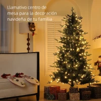 HOMCOM Árbol de Navidad Artificial 180 cm con 350 Luces LED 726 Ramas y Soporte de Acero Árbol Navideño para Interior Verde(m-4)