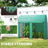 Outsunny 200 x 100cm Walk-In Greenhouse, with Zipped Doors - Green(m-7)