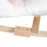 HOMCOM Cavallo a Dondolo a Forma di Cigno con Musica, Cavalluccio a Dondolo con Struttura in Metallo e Legno, Rivestimento Peluche, 60x40x57cm, Bianco(m-9)