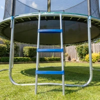 SPORTNOW Trampoline Ladder, 3-Steps with Horizontal Wide Steps, Universal Hook, Galvanised Steel Frame, 150kg Load Capacity(m-10)