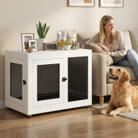 PawHut Cage pour chien cage de chien sur pied avec coussin amovible acier noir et blanc - 94 x 60 x 71,5 cm(m-2)
