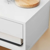 HOMCOM Juego de 2 Mesitas de Noche Colgantes Mesillas de Noche con Cajón para Dormitorio 37x32x21 cm Blanco(m-9)