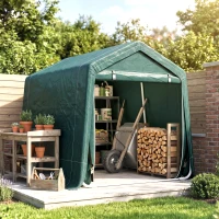 Outsunny 8 x 6.5 ft Outdoor Garden Storage Shed, Waterproof Bike Tent with Double Roll-up Zipper Door for Garden Tools, Green(m-8)
