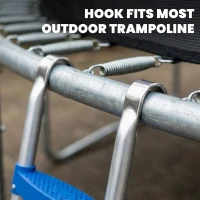 SPORTNOW Trampoline Ladder, 3-Steps with Horizontal Wide Steps, Universal Hook, Galvanised Steel Frame, 150kg Load Capacity(m-6)