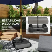 Outsunny Sombrilla Doble de Jardín 4,7x2,8 m con Base Incluida Manivela Sacos de Arena Protección UV Impermeable Azul Oscuro(m-16)