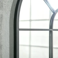 HOMCOM Specchio Moderno a Parete e a forma di Arco 91x60 cm per Camera da Letto e Soggiorno, in Metallo Nero e Vetro(m-8)