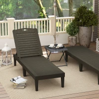 Outsunny Pack de 2 Tumbonas de Jardín Exterior Tumbonas Reclinables de PP Respaldo Ajustable Resistentes a la Intemperie Negro(m-9)
