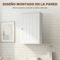 HOMCOM Armario de Baño de Pared Puerta con Cierre Suave Estante Ajustable para Cocina Lavadero 30x14x50 cm Blanco(m-4)