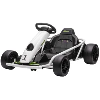 HOMCOM 24 V elektryczny gokart dla dzieci do 13 km/h z funkcją driftu, drift-kart z 2 silnikami dla 8-12 lat, biały(m-19)