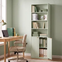 HOMCOM Bookcase Adjustable Shelf Bookshelf Anti-Tip Hardware 6-Tier, Light Green(m-2)