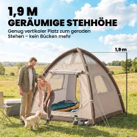 Outsunny Aufblasbares Zelt 2-3 Pers. Schneller Aufbau Outdoor Camping Zelt mit Luftpumpe Meshfenster abnehmbar Dach(m-5)