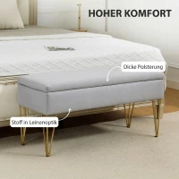 HOMCOM Banco para o Pé da Cama Estofado em Tecido Sintético com Pernas de Aço e Assento Acolchoado Cinzento Claro(m-4)